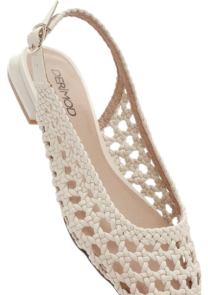 Kadın Krem Örgülü Arkası Açık Babet 25SFD443429