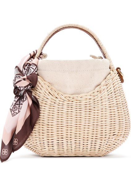 Kadın Bej Uzun Askılı Hasır Mini Çapraz Çanta 25SBD2711M7