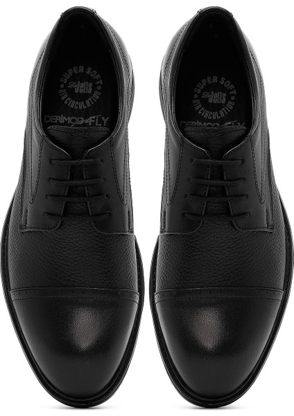 Erkek Siyah Bağcıklı Deri Klasik Ayakkabı 25SFD676214