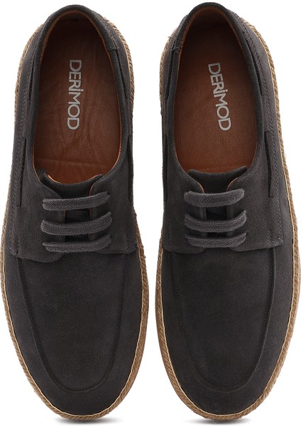 Erkek Gri Bağcıklı Süet Deri Casual Ayakkabı 25SFD631910