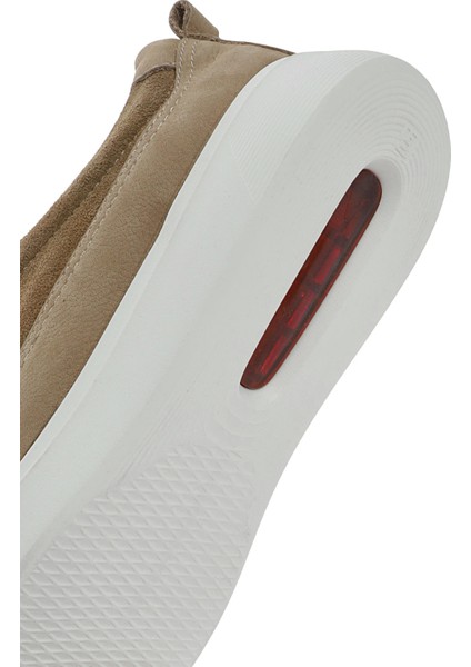 Erkek Vizon Bağcıklı Kalın Tabanlı Deri Sneaker 25SFD700214