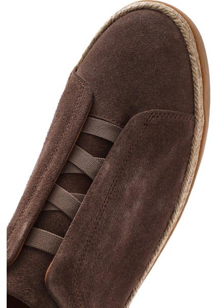Erkek Vizon Süet Deri Sneaker 25SFD631710