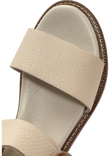 Kadın Krem Tokalı Deri Sandalet 25SFD2011FT