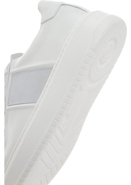 Erkek Beyaz Bağcıklı Deri Sneaker 25SFD724318