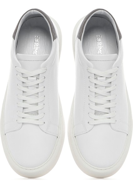 Erkek Beyaz Bağcıklı Deri Sneaker 25SFD7000FT