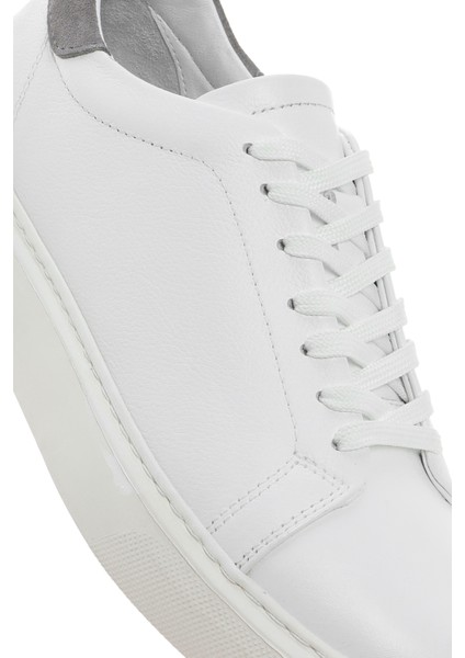 Erkek Beyaz Bağcıklı Deri Sneaker 25SFD7000FT