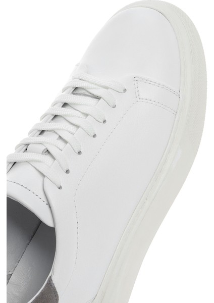 Erkek Beyaz Bağcıklı Deri Sneaker 25SFD7000FT