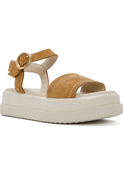 Kadın Taba Bilekten Tokalı Kalın Tabanlı Nubuk Deri Sandalet 25SFD2015V3