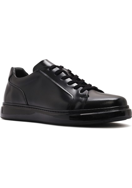 Erkek Siyah Bağcıklı Deri Sneaker 25SFD632722