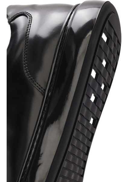 Erkek Siyah Bağcıklı Deri Sneaker 25SFD632722