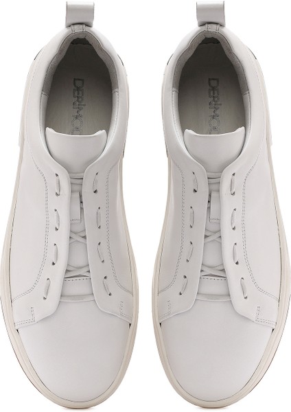 Erkek Beyaz Bağcıklı Deri Sneaker 25SFD632518