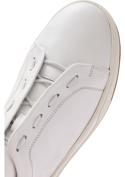 Erkek Beyaz Bağcıklı Deri Sneaker 25SFD632518
