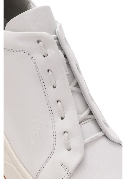 Erkek Beyaz Bağcıklı Deri Sneaker 25SFD632518