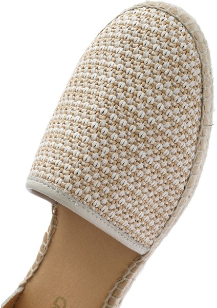 Kadın Bej Bilekten Tokalı Hasır Deri Espadril Sandalet 25SFD4573M7