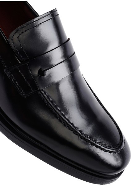 Erkek Siyah Deri Klasik Loafer 25SFD724122