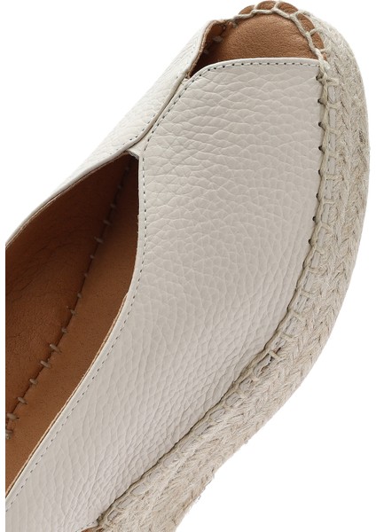 Kadın Krem Bilekten Tokalı Dolgu Topuklu Deri Espadril Sandalet 25SFD45766F