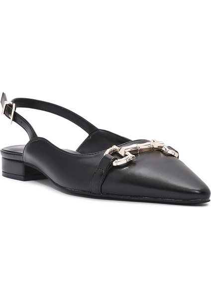 Kadın Siyah Aksesuarlı Arkası Açık Babet 25SFE402518