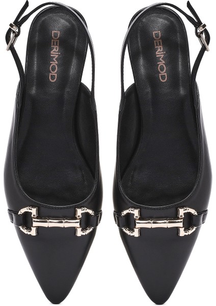 Kadın Siyah Aksesuarlı Arkası Açık Babet 25SFE402518