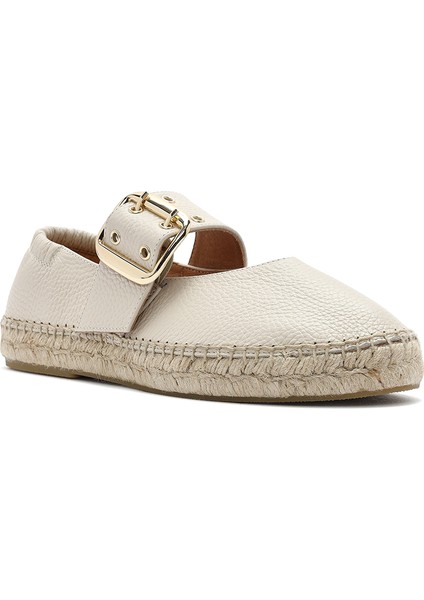 Kadın Krem Tokalı Deri Espadril 25SFD4570FT