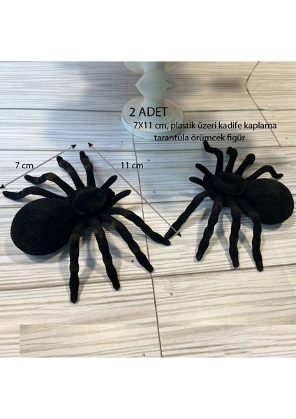 Halloween 11X7 cm Kadife Kaplama Siyah Renk Örümcek Dekor 2 Adet