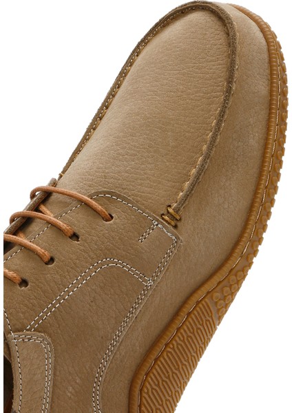 Erkek Bej Bağcıklı Nubuk Deri Casual Ayakkabı 25SFD8001V3