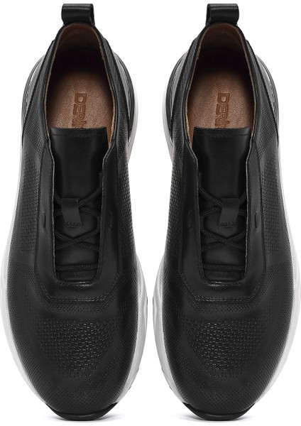 Erkek Siyah Bağcıklı Deri Sneaker 25SFD612118