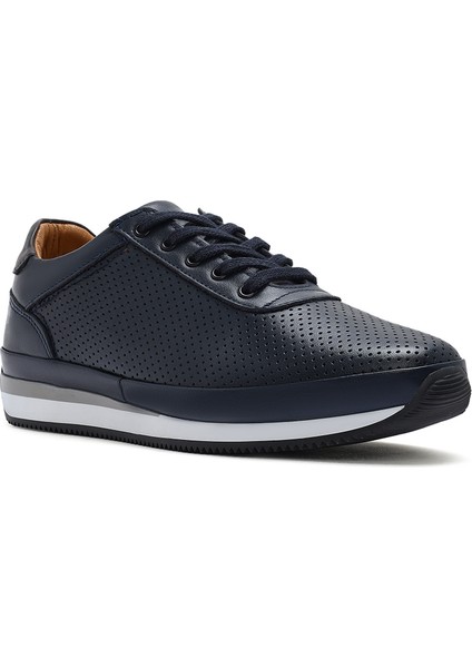 Erkek Lacivert Bağcıklı Deri Casual Sneaker 25SFD6741DI