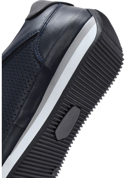 Erkek Lacivert Bağcıklı Deri Casual Sneaker 25SFD6741DI