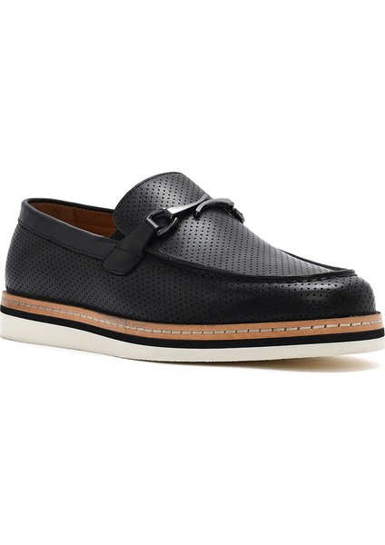 Erkek Siyah Deri Casual Loafer 25SFD722218