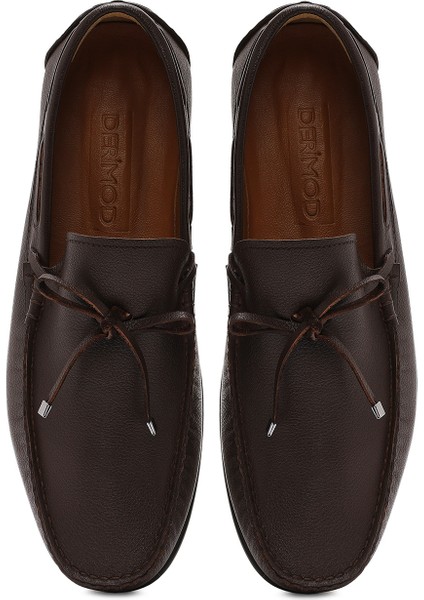 Erkek Kahverengi Püsküllü Deri Loafer 25SFD755218
