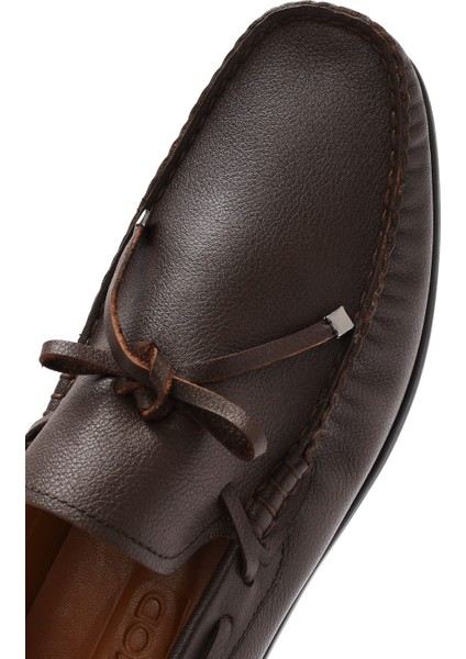 Erkek Kahverengi Püsküllü Deri Loafer 25SFD755218