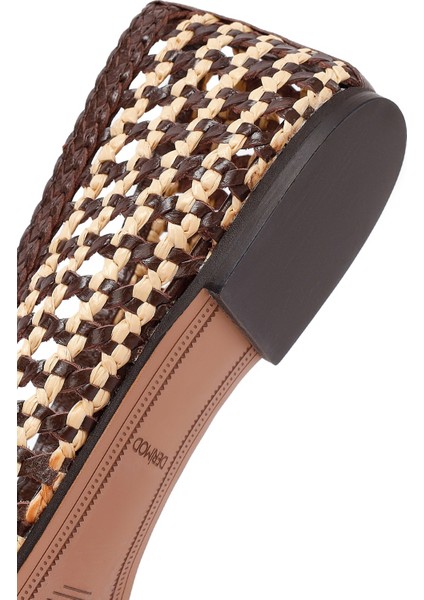 Kadın Kahverengi Hasır Deri Babet 25SFD5512M7