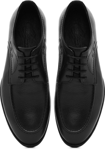 Erkek Siyah Bağcıklı Deri Klasik Ayakkabı 25SFD805018