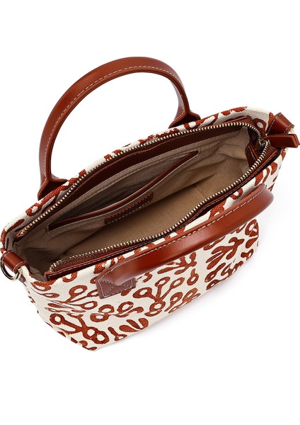 Kastamonu Taş Baskı Kadın Taba Uzun Askılı Desenli Kumaş Mini Kol Çantası 25SBD22506F