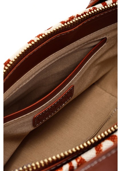 Kastamonu Taş Baskı Kadın Taba Uzun Askılı Desenli Kumaş Mini Kol Çantası 25SBD22506F