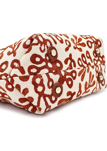 Kastamonu Taş Baskı Kadın Taba Uzun Askılı Desenli Kumaş Mini Kol Çantası 25SBD22506F