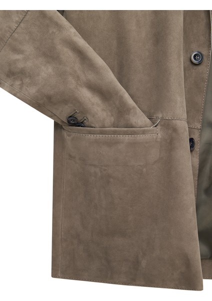 Rodrygo Erkek Vizon Blazer Süet Deri Ceket 25SGD656510
