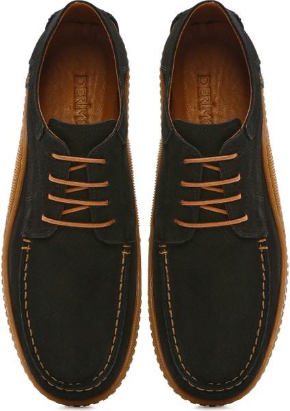 Erkek Siyah Bağcıklı Nubuk Deri Casual Ayakkabı 25SFD8001V3