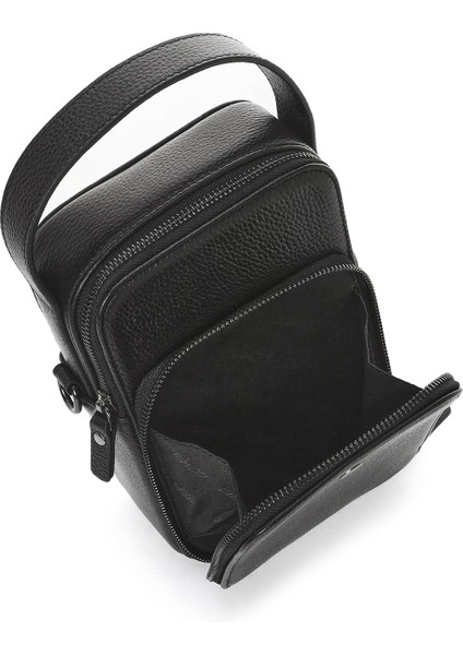 Erkek Siyah Uzun Askılı Deri El Çantası 25sbd3501ft