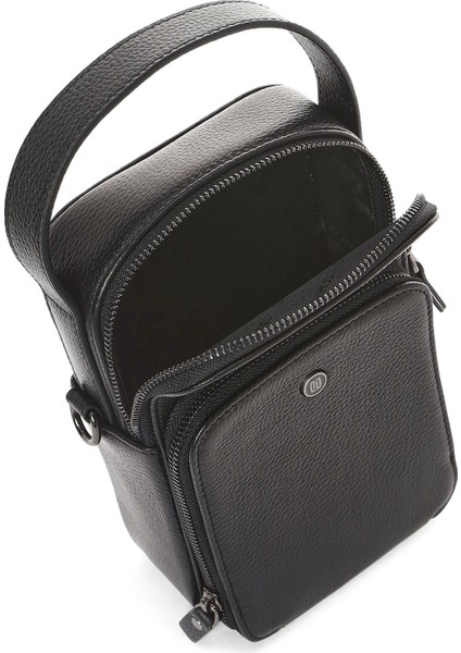 Erkek Siyah Uzun Askılı Deri El Çantası 25sbd3501ft