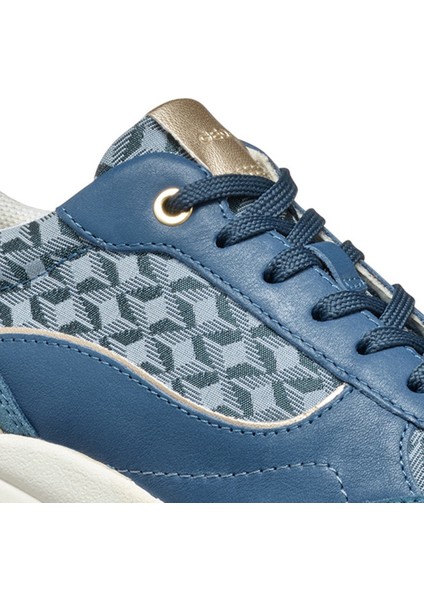 Kadın Mavi D Spherica EC13 A - Nap + Emb.te Bağcıklı Dolgu Topuklu Sneaker D45WAA085DSC4005