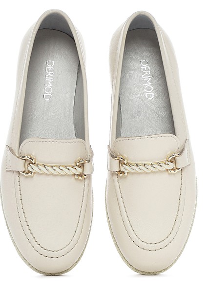 Kadın Krem Tokalı Deri Loafer 25SFD510518