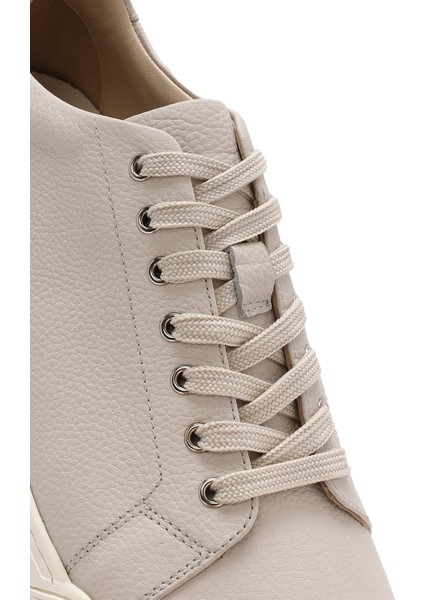 Erkek Beyaz Bağcıklı Deri Sneaker 25SFD611118