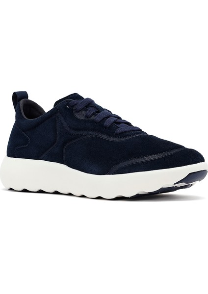 Erkek Lacivert Kalın Tabanlı Bağcıklı Süet Deri Sneaker U46LFA00022C4064