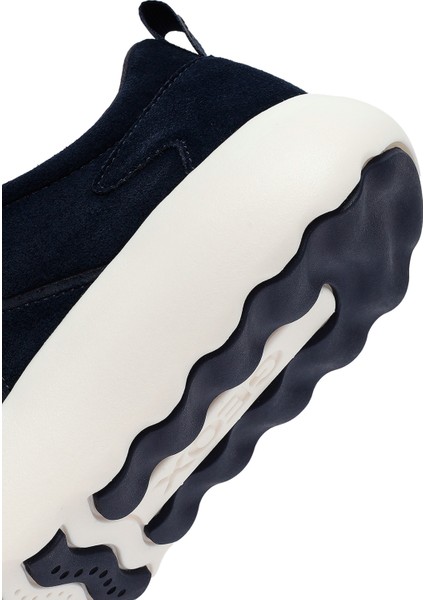Erkek Lacivert Kalın Tabanlı Bağcıklı Süet Deri Sneaker U46LFA00022C4064