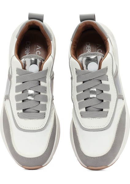 Acbc x Derimod Kadın Bej Kalın Tabanlı Bağcıklı Kumaş Sneaker 25SFD43566F