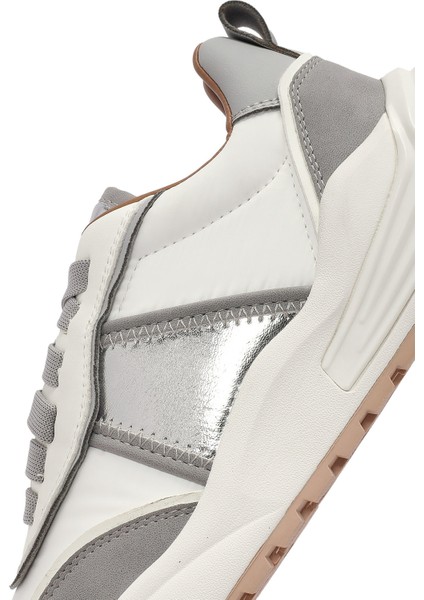 Acbc x Derimod Kadın Bej Kalın Tabanlı Bağcıklı Kumaş Sneaker 25SFD43566F