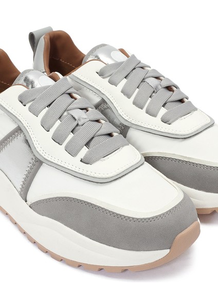 Acbc x Derimod Kadın Bej Kalın Tabanlı Bağcıklı Kumaş Sneaker 25SFD43566F