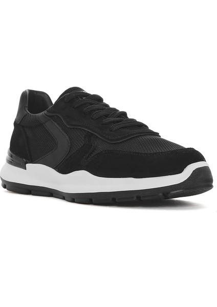 Erkek Siyah Bağcıklı Deri Sneaker 25SFD756214