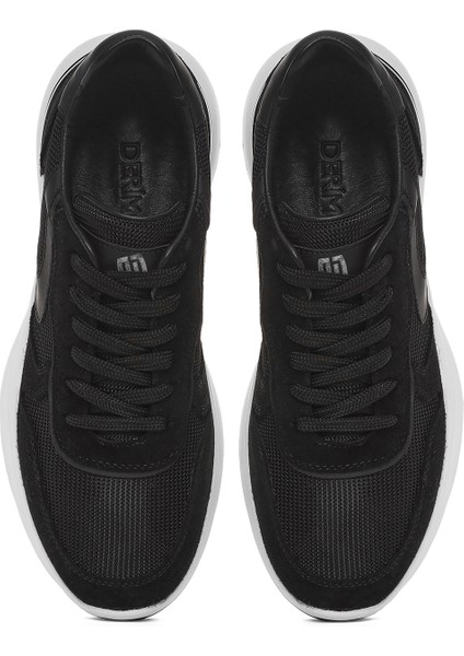 Erkek Siyah Bağcıklı Deri Sneaker 25SFD756214